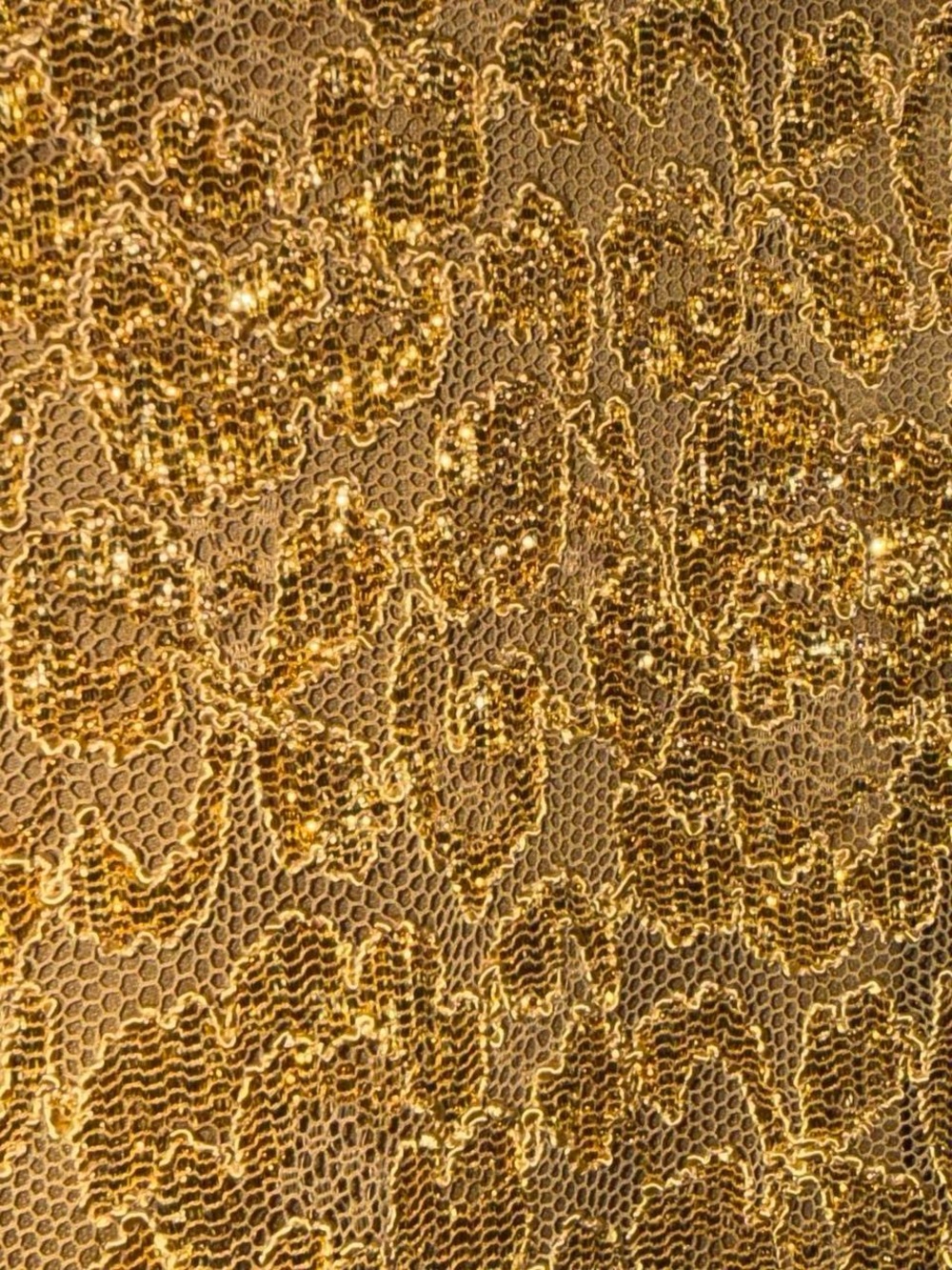 Insane Vintage Betsey Johnson Gold Lace with Shimmer Thread Flare Pants - Picture 5 of 6